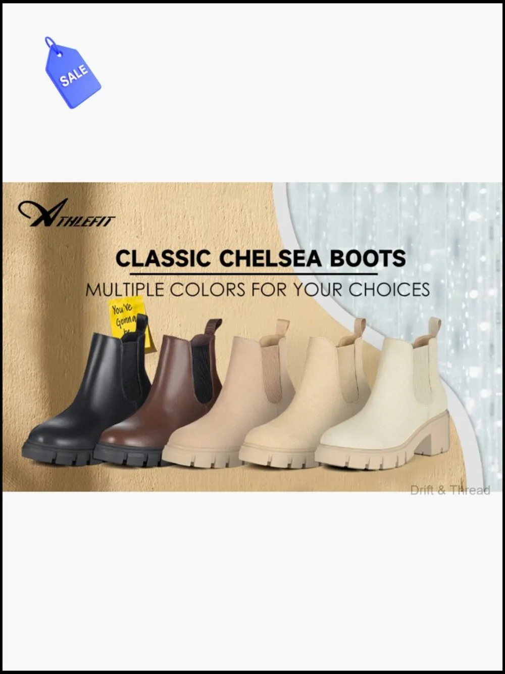 Women's Chelsea Ankle Boots Block Heel Side Elastic Gore Slip On Round Toe